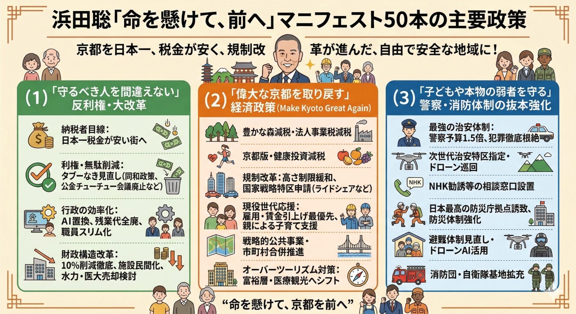 浜田聡「命を懸けて、京都を前へ」マニフェスト